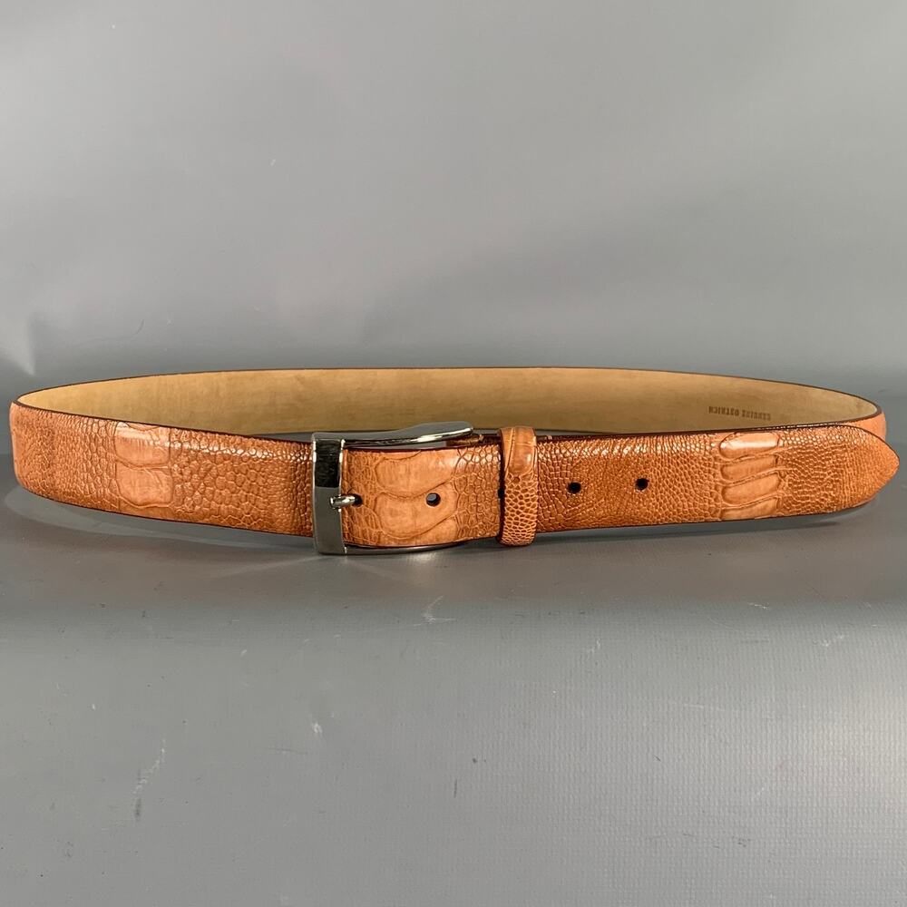 BERGDORF GOODMAN Size 38 Tan Nubuck Ostrich Belt
